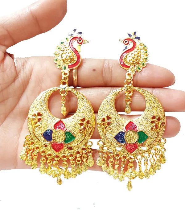 Assamese_Traditional_Copper_Gold_Plated_Attractive_Mayur_Design_Earrings_For_Girls_&_Women